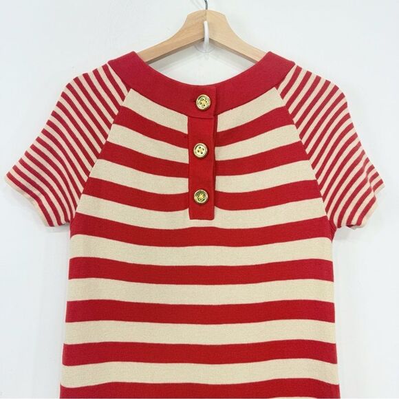 Kate Spade SELMA Red Stripe Cotton Silk Cashmere Knit Preppy Nautical Dress - Picture 10 of 16